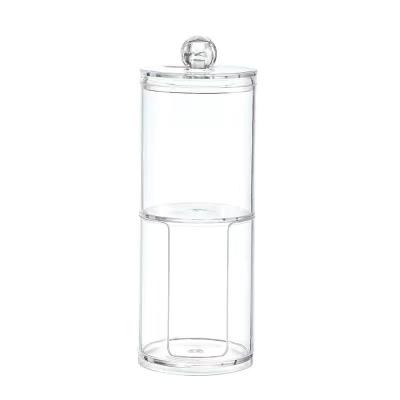 China Simplicity Clear Acrylic Cotton Swab Ball Cotton Round Pad Dental Floss Storage Box for sale