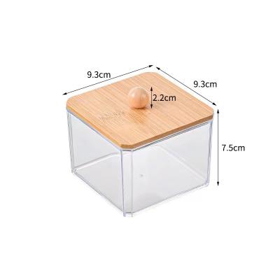 China Sustainable acrylic cotton swab cotton ball storage box acrylic double layer transparent storage box multifunctional desktop storage for sale