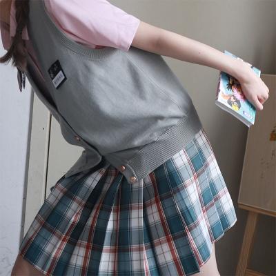 China Genuine Green Summer Pleated Skirt Stain Chat Friend Original Female Pure JK Skirt Grid Skirt Uniform for sale