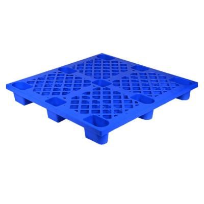 China Customized Logo Blue Single Faced Euro Plastic Pallet with 9 Runners Stackable Design for sale