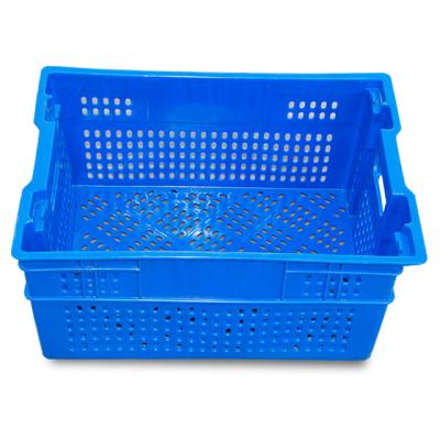 China heavy duty durable logistic distribution pp vented mesh apple nestable stackable fruits plastic vegetable crate with bale arm for sale