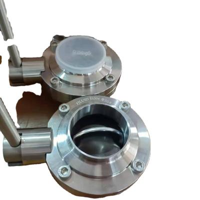 China General Factory Price Customized DN125 DN150 Sanitary Manual Pull Handle Butterfly Valve, SS304&316 Stainless Steel Butterfly Valve for sale