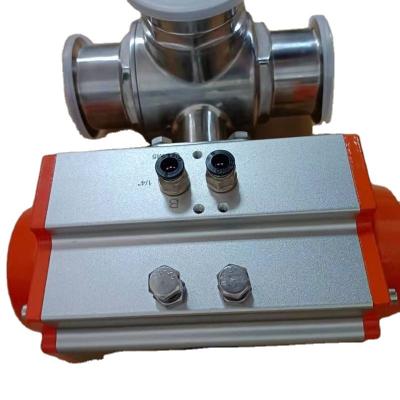 China General Factory Price Customized Sanitary 3 Way Pneumatic Clamped Ball Valve, DN10 DN15 DN20 DN25 SS304&316 Stainless Steel Ball Valve for sale