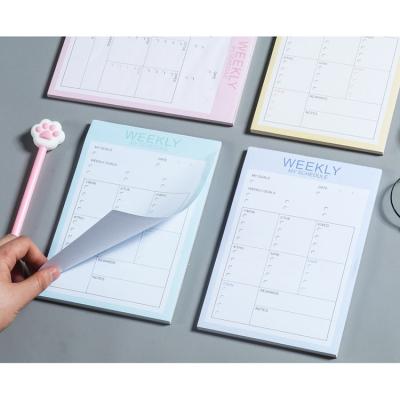 China Self-adhesive custom notepad a4 notepad sticky note diary / weekly schedule pocket chart for sale