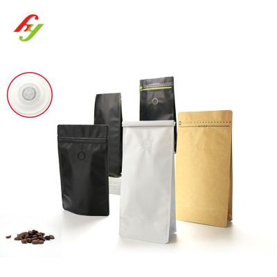 China Recyclable Customs Seal Printed Zipper Air Valve Pouch Flat Bottom Kraft Paper Resealable Coffee Packaging Bag for sale