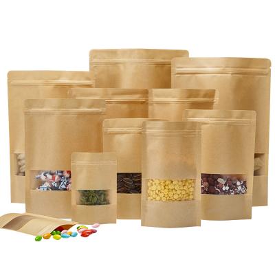 China Eco - Friendly Certified Biodegradable Doypack Kraft Paper Bag 2 Ply With Window for sale