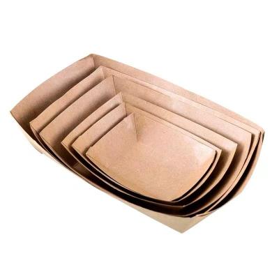 China Recyclable Food Paper Tray French Fries Paper Hot Dog Box Take Away Food Grade Paper Box for sale