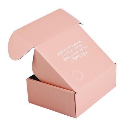 China Recyclable Custom Logo Pink Color Cosmetic Free Sample Shipping Mailing Box Corrugated Cardboard Paper Box for sale