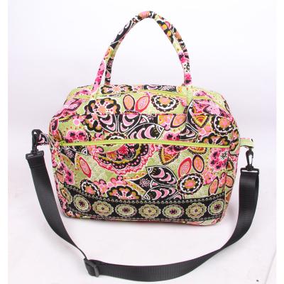 China 2019 Fashion Cotton Washable Custom Design Logo Green Floral Quilted Duffel Bag For Men Available for sale