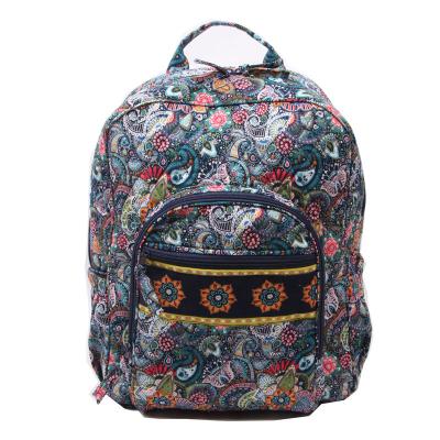 China New Design Customer Logo Women Fashion Floral Print Cotton Yarn Bag Diaper Bag Wool Backpack for sale