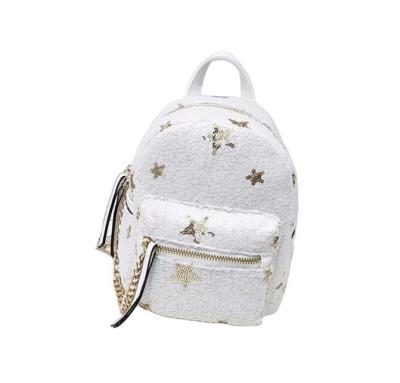 China 2018 china factory OEM wholesale logo women waterproof hot selling sequin white backpack for sale