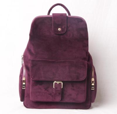 China Comfortable hot selling velvet backpack daypack shoulder bag for travel school shopping party for sale