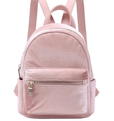 China China Factory OEM Fashion Logo Women Wholesale Waterproof Velvet Fabric Popular Pink Backpack for sale