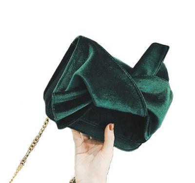 China China Factory OEM Wholesale Logo Women's Green Velvet Cross - Body Wallet for sale