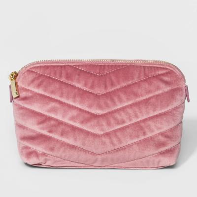 China 100% Eco-friendly Alibaba Research Hot Women Quilted Velvet Pouch Zipper Cosmetic Bags for sale