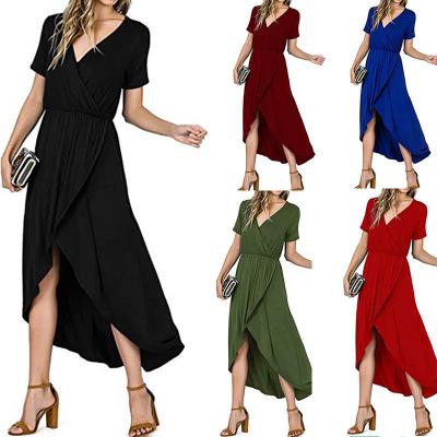 China 2022 Popular Style O Neck High Quality Women's Dress Solid Color Ladies Anti-wrinkle 2022 Plus Size Maxi Dress for sale