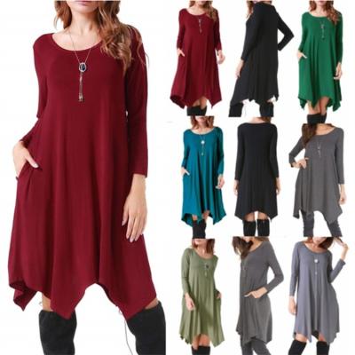 China New Fashion Long Casual Dress Women Anti-wrinkle Loose Casual Elegant Long Sleeve Simple Dress for sale