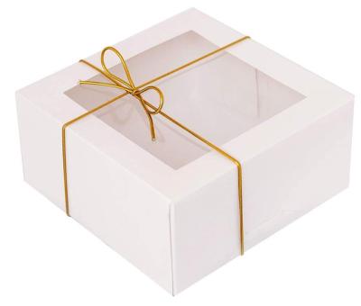 China Handmade Universal Use As Cookie Dessert Pastry Treat Boxes Elastic Line Golden Window Bakery Boxes for sale