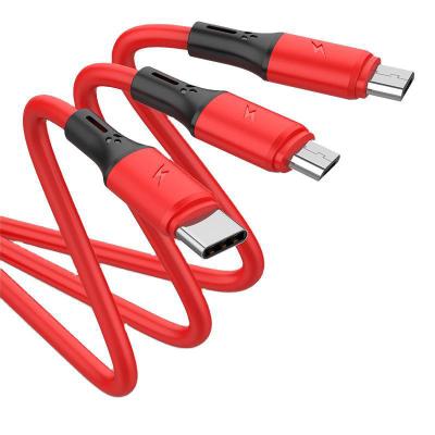 China As shown Three-in-one fast charging data cable is suitable for Android type c Apple one with three data cable weaving for sale