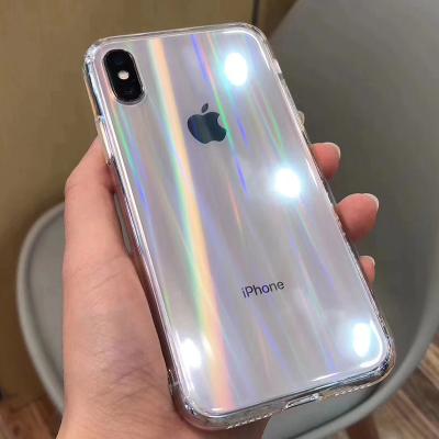 China Fanshion Phone Case Rainbow Simple Luxury Laser Acrylic Phone Cases For iPhone 12 phone cover for 11 pro max for sale