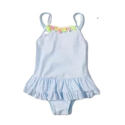 China 2021Baby girls breathable swimwear kids swimming bikinis rim type one-piece swimsuit lace up soft swimwear swimsuit for sale