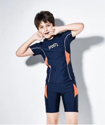 China Breathable Swimming Clothes Boys Two Pieces Anti-UV Swimwear Kids Swimming Wear For Boys Short Sleeve Sunsuit Swimwear Sets for sale