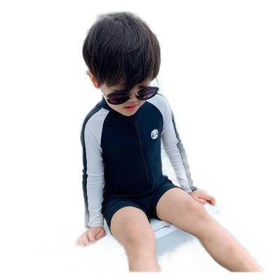 China Breathable Little Boys Swimwear Kids One Piece Boys Wetsuit Sun Block Printed Long Sleeve Baby Swimwear Boys for sale