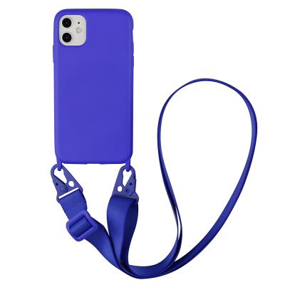 China 2022 Shockproof Necklace Cross - Body Lanyard Silicone Phone Case For iPhone 13 12 11 pro XS Max 6 7 8 PLUS Cover Lanyard Neck Strap Cord Rope for sale