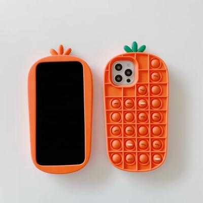 China 3D Anti-fall Cute Cartoon Push Bumpy Person Bubble Reliver Stress Carrot Soft Toys Case Silicone Phone Case Anti-fall Filter Bezel for sale