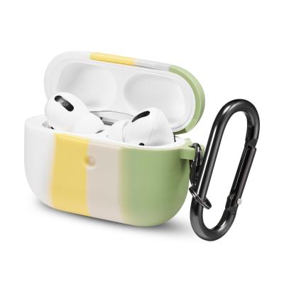 China For Earbuds Silicone Bag Shockproof Filling Cover With Metal Hook For Apple Airpod Pro 1 2 Earbuds Case Color Stripe for sale