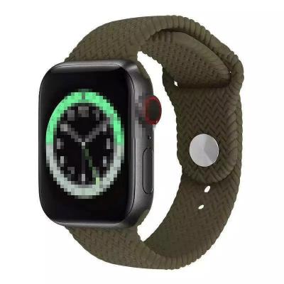 China Rubber Silicone Strap Replacement For Apple Watch iWatch Series 44mm 40mm 38mm 42mm With Braided Pattern for sale