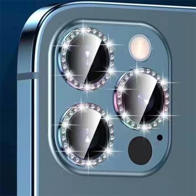 China Diamond Camera Lens Portable Tempered Glass for iPhone 12 pro 12 pro Mini Metal Case Colorful Shiny Max Protector for iPhone 11 pro Max Cover for sale