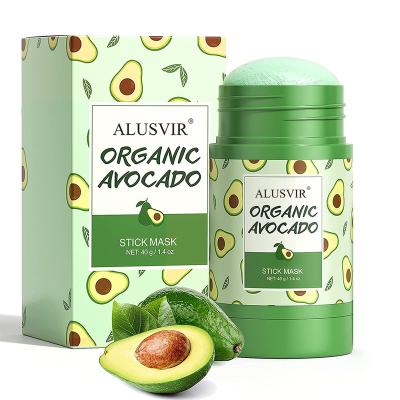 China Private Label Skin Care Organic Natural Avocado Green Tea Moisturizer Purifying Solid Cleansing Facial Mud Clay Musk Face Mask Stick for sale