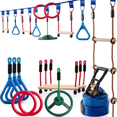 China Outdoor Sports Or Balance Training American Outdoor Fun Ninja Warrior Obstacle Course Ninja Monkey Bar Kit With Outdoor Swing For Kids for sale