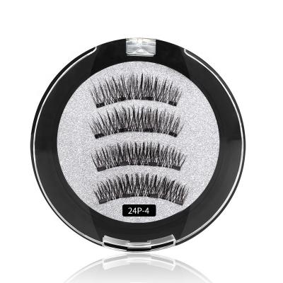 China V-01 Micro Comfortable Thick Best Lash Supplier Brown Magnetic 4 Pieces 3D Magnetic Mink Lashes for sale