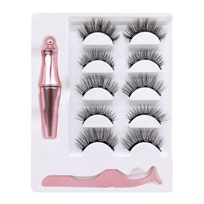 China Long Spike Bulk High Quality Thick 5 Pairs Magnetic Flexible Strip Eyeliner Palette Magnetic Eyelash Wick for sale