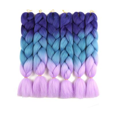 China Braided Crochet Braids 24 Inches Synthetic Jumbo Braid Hair Elephant Ombre Braiding Hair Extension For Women DIY Hair Braids Lace Purple Yellow Gray for sale