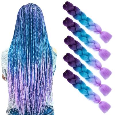 China Crochet Braided Braids Synthetic Hair For Braid 24 Inch Jumbo Braid Hair Bundles Bulk Ombre Braiding Hair For Women DIY Hairstyle Wholesale for sale