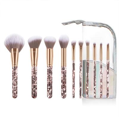 China 2021 Newest Design Durable Makeup Brushes Banfi Liquid Clear Shiny Quicksand Glitter Red Makeup Brush Set for sale