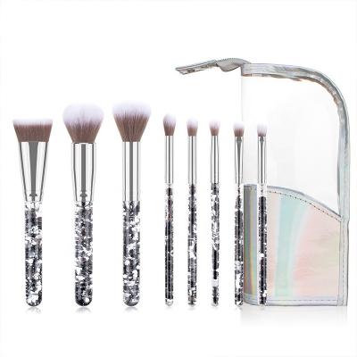 China Durable 10 Pcs Goat Hair Bling Glitter Quicksand Acrylic Handle Makeup Brush Set Makeup Shiny Liquid Premium Brush Set for sale