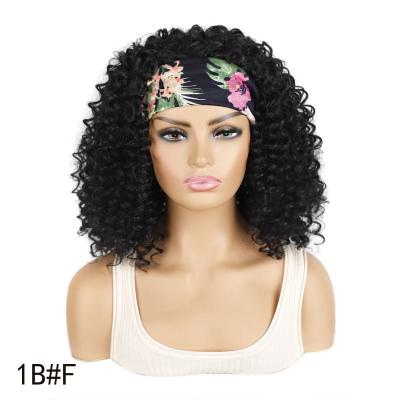 China high quality manufacturing skin-friendly factory 14 inch curly synthetic hair wig short wig headband for black woman for sale