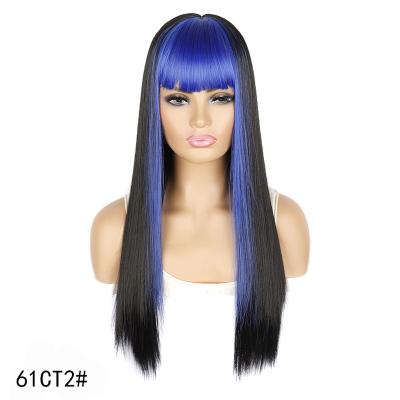 China Color Skin-Friendly Bleaching Dyeing Double Temples Straight Synhtetic Hair For Hip Hop Animation Dance for sale