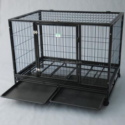 China Sustainable Wholesale Strong Metal Square Tube Dog Kennel With Wheels for sale