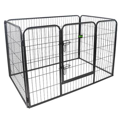 China Large 8 Panel Black Large Dog Crate Crate Pet Fence Exercise Kennel Viable Heavy Duty Large Kennel Cage For Dog Run Training for sale