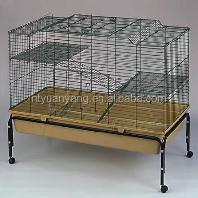 China Large Viable Yellow Double Wire Rabbit Breeding Cage With Stand for sale