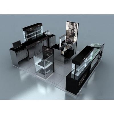 China High Quality MDF Male Grooming Salon Kiosk For Haircut Display Furniture Chinese Supplier for sale