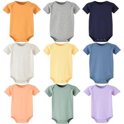 China Wholesale 100% Organic Cotton Baby Clothes Anti-wrinkle Kids Overalls Summer Cotton Sleeve Shorts Baby Infant T-shirt Custom Romper for sale