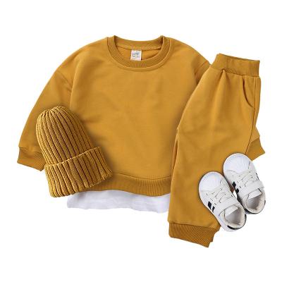 China Comfortable Baby Clothes 2022 New Style Wholesale Solid Color Casual Clothes Outfits French Terry Baby Clothing Sets Both Men And Women for sale