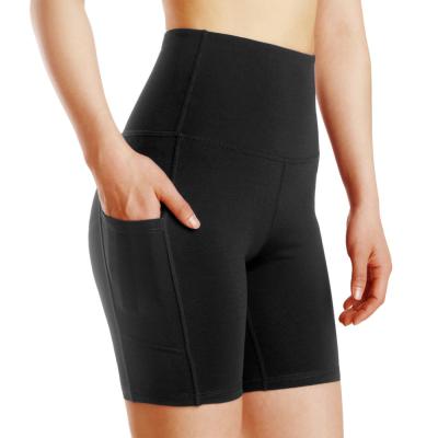 China Breathable Breathable High Waist Fitness Shorts With Phone Pockets Women Spandex Bike Shorts Custom Made for sale