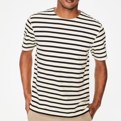 China Navy Stripe Men's Black And White Horizontal Anti-Shrink Shortsleeve Stripe T-Shirt for sale